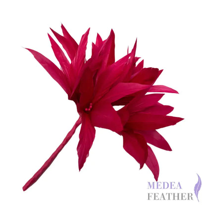 Goose Feather Pom Flower Millinery Hat Mount Hot Pink