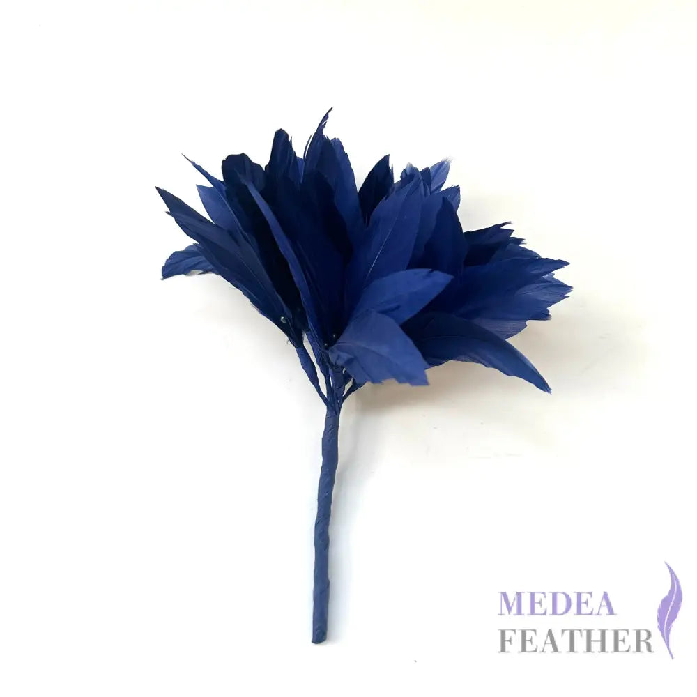 Goose Feather Pom Flower Millinery Hat Mount Light Navy