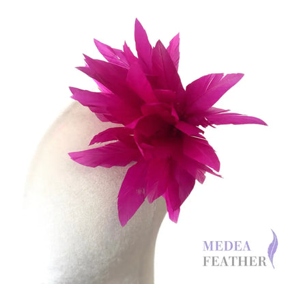 Goose Feather Pom Flower Millinery Hat Mount Neon cerise