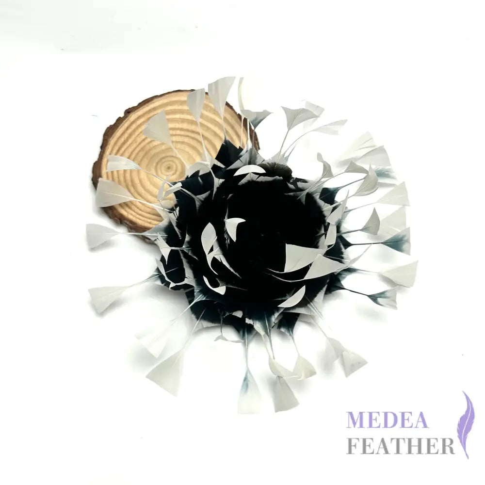 Gradient Art Goose Feather Mount #02 black as bottom and #01 white as tips