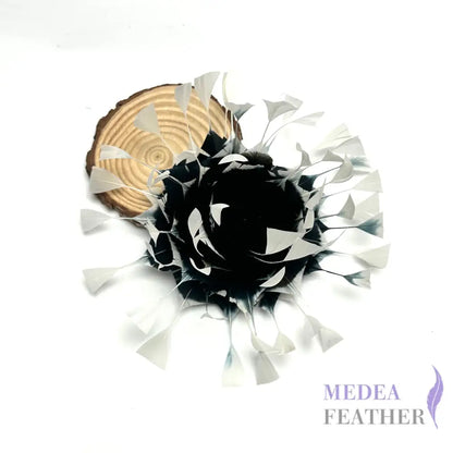 Gradient Art Goose Feather Mount #02 black as bottom and #01 white as tips
