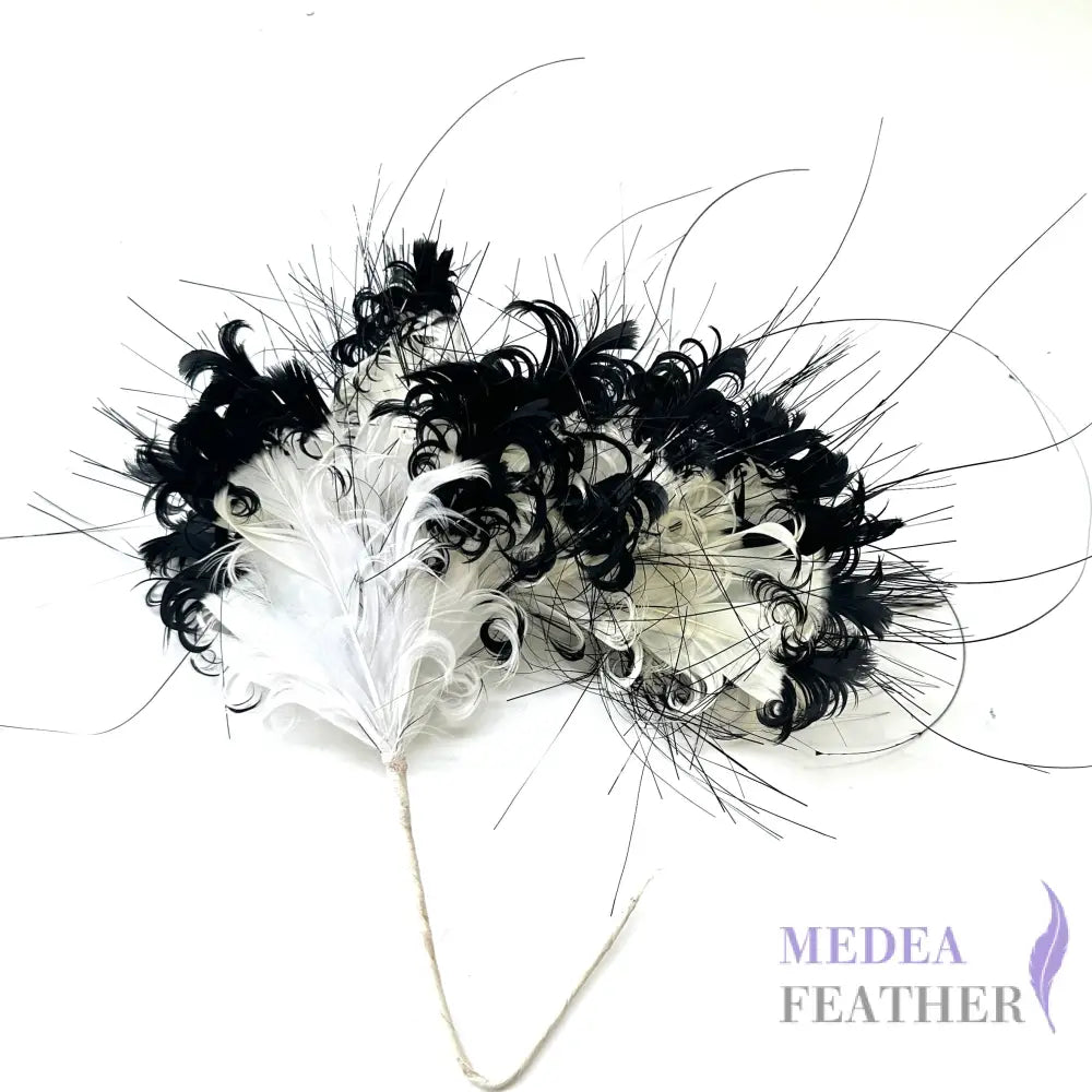 Gradient Curled Goose Feather Mount Black & White