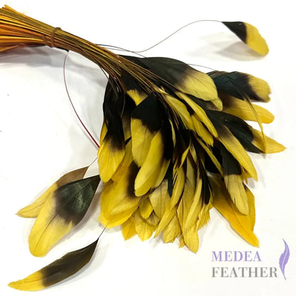 20cm Gradient Dyed Coque Feather - Pack of 5 #58 yellow