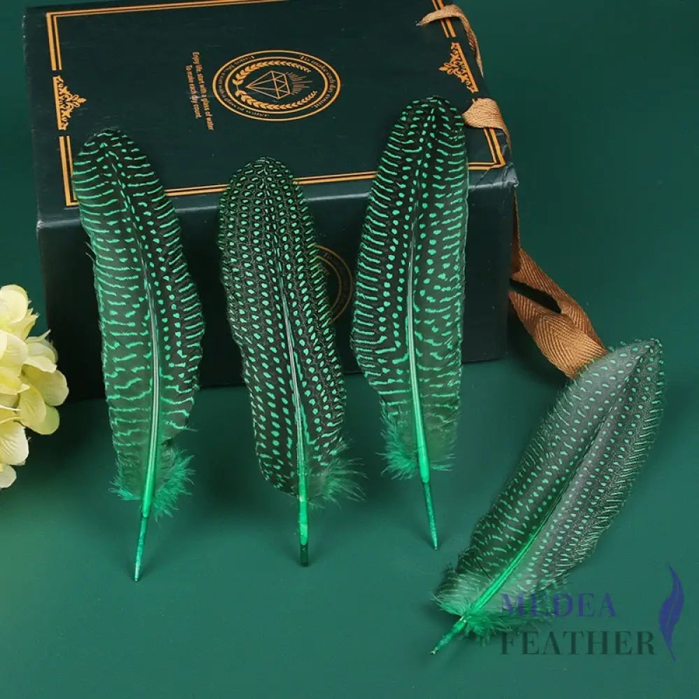 Guinea Fowl Feather (1 pack=10 pieces) Bottle Green