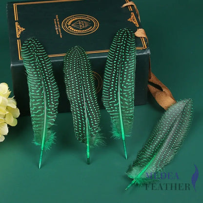 Guinea Fowl Feather (1 pack=10 pieces) Bottle Green