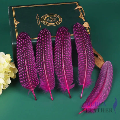 Guinea Fowl Feather (1 pack=10 pieces) Hot Pink