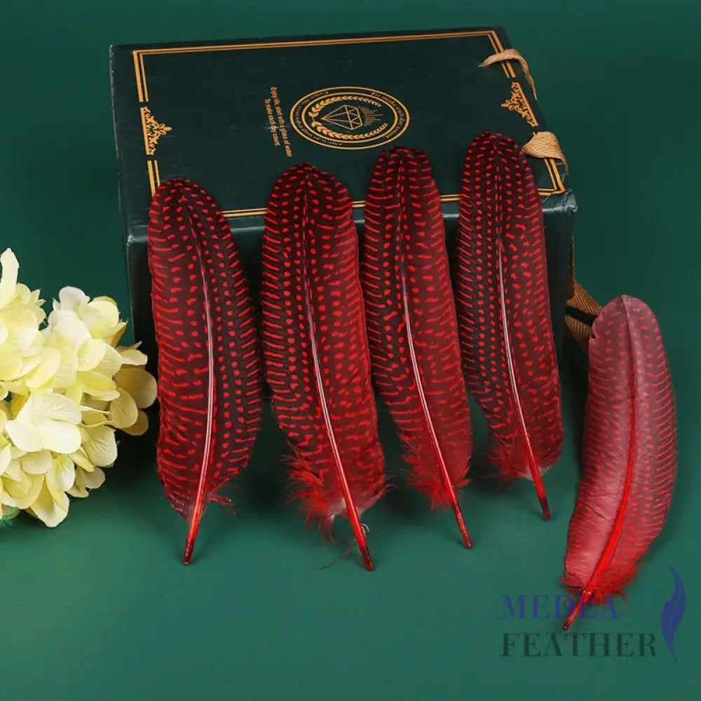 Guinea Fowl Feather (1 pack=10 pieces) Red