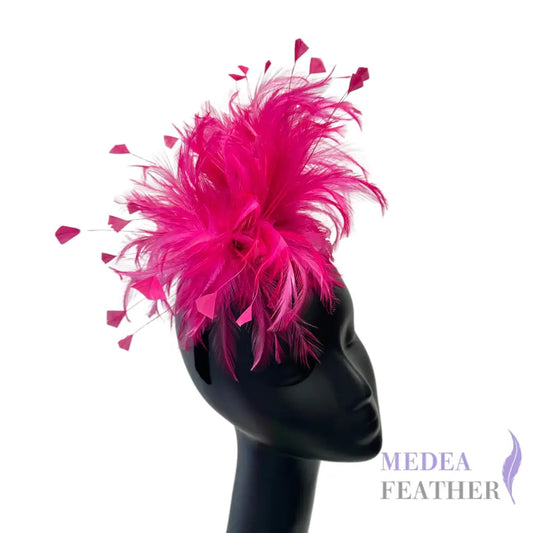 Hackle and Diamond Cut Coque Feather Mount FM601 Hot pink