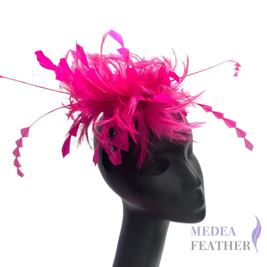 Hackle and Long Diamond Coque Feather Mount Hot pink