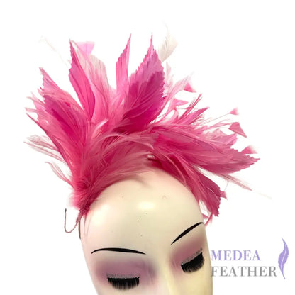 Hackle and Zigzag Goose Feather Hat Mount #94 begonia pink