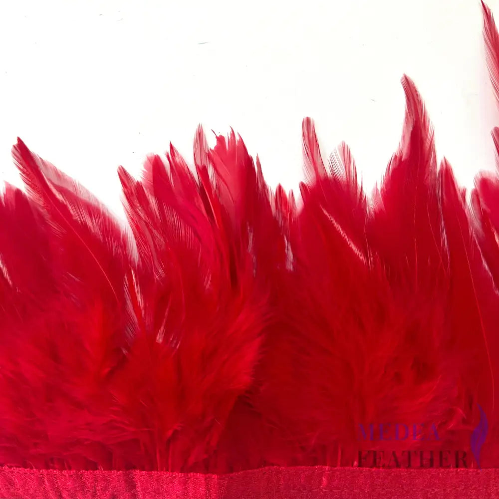 Hackle Feather Fringe Trim Tango Red
