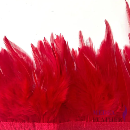 Hackle Feather Fringe Trim Tango Red