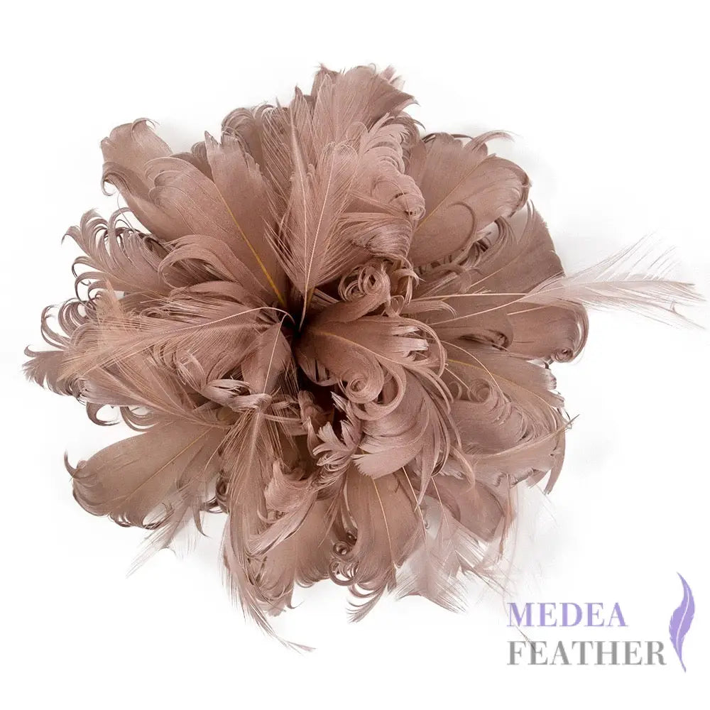 Handmade Curled Design Feather Flower Mount #93 latte