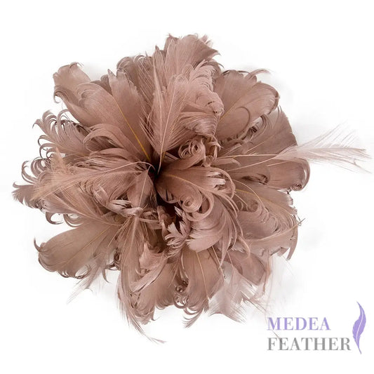 Handmade Curled Design Feather Flower Mount #93 latte
