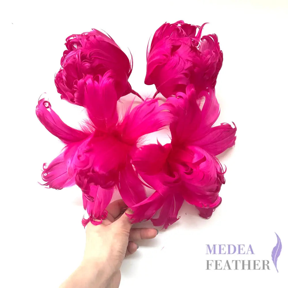 Handmade Curled Leaf Feather Flower Millinery Hat Mount FM049 #20 barbie pink