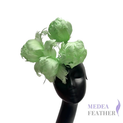 Handmade Curled Leaf Feather Flower Millinery Hat Mount FM049 #55 mint