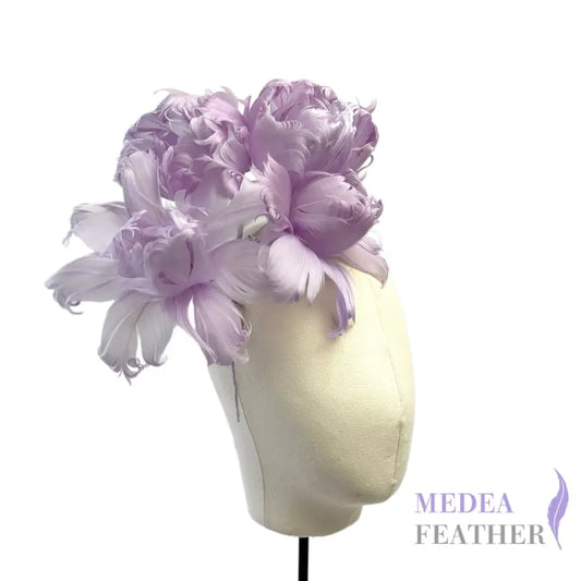 Handmade Curled Leaf Feather Flower Millinery Hat Mount FM049 #53 lavendula