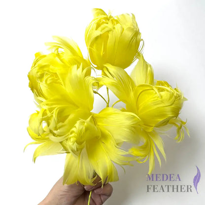 Handmade Curled Leaf Feather Flower Millinery Hat Mount FM049 #58 yellow