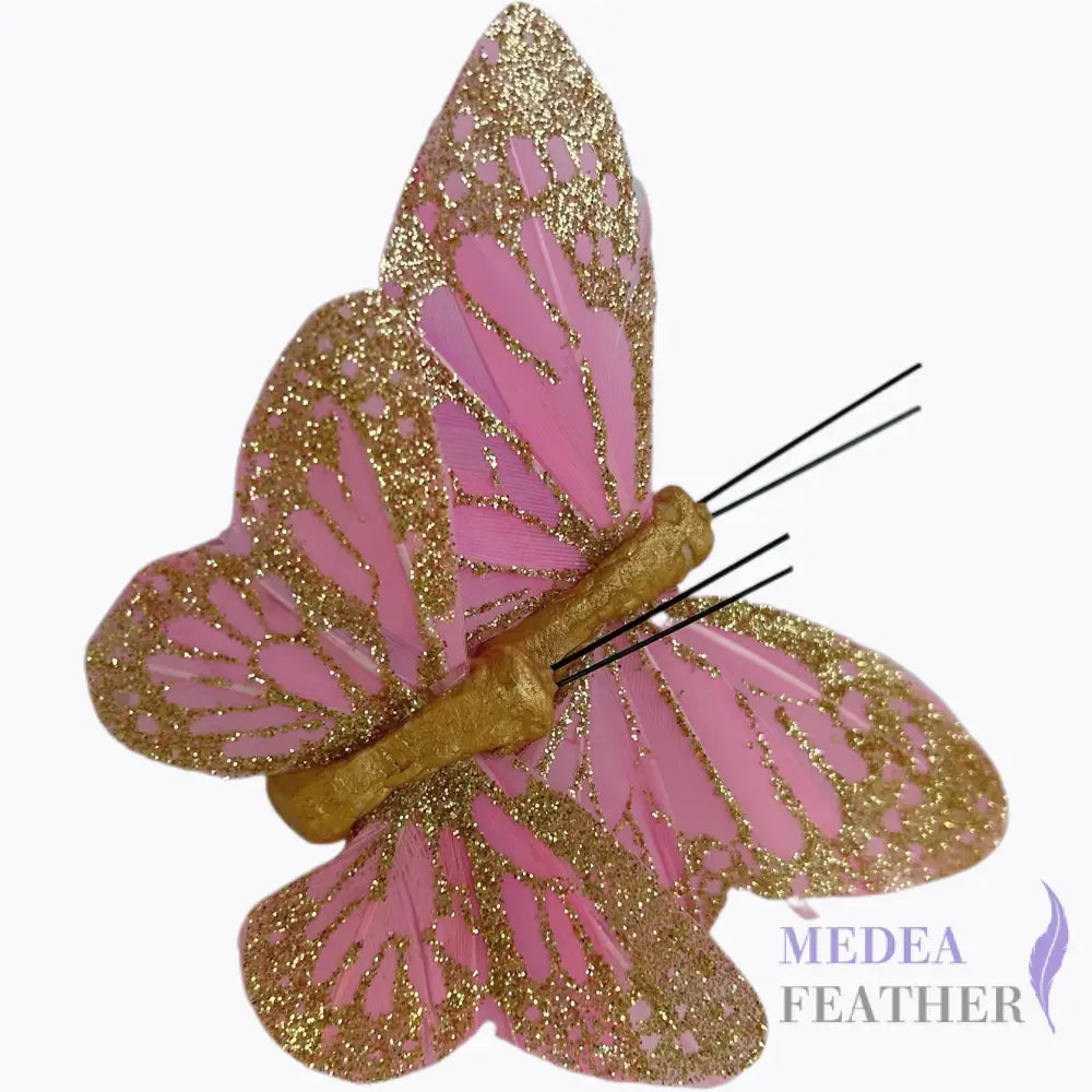Handmade Glitter Feather Butterflies - Mixed Colors 12 pcs set