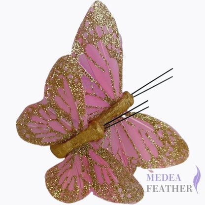 Handmade Glitter Feather Butterflies - Mixed Colors 12 pcs set