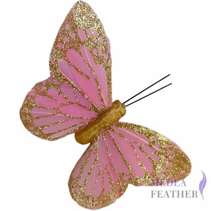 Handmade Glitter Feather Butterflies - Mixed Colors 12 pcs set