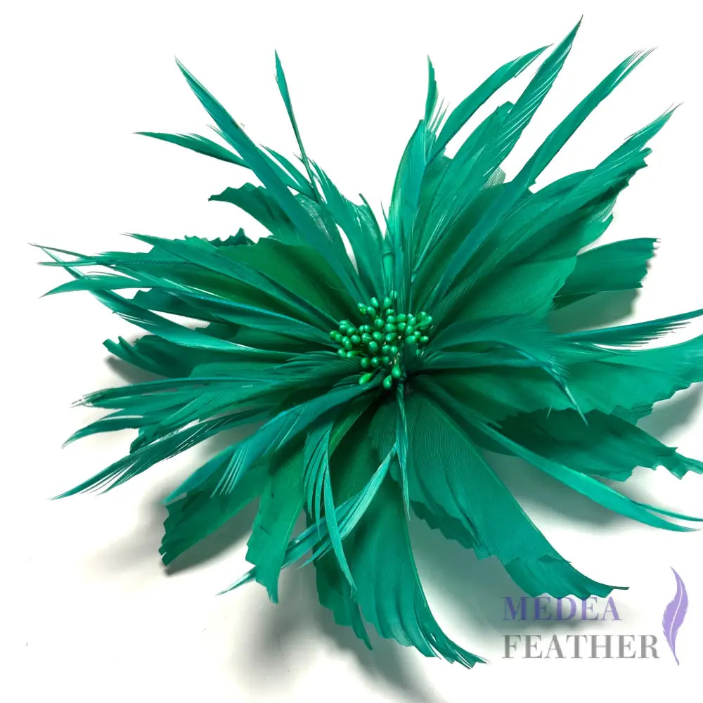Handmade Goose Biot Feather Flower Mount FM055 #72 green