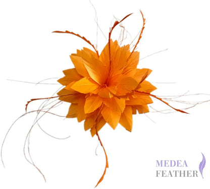 Handmade Goose Biot Feather Flower Mount FM070 Orange / Single feather mount