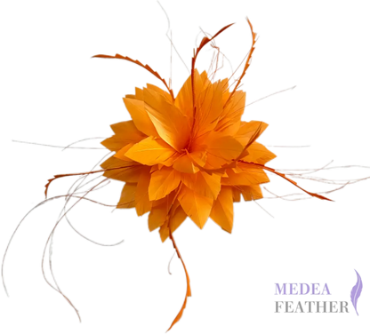 Handmade Goose Biot Feather Flower Mount FM070 Orange / Single feather mount