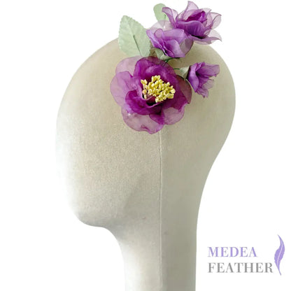 Handmade Organza Floral Cluster | Sheer Purple Flower Hat Embellishment