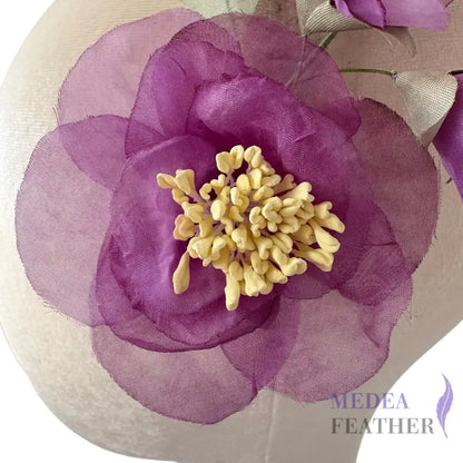 Handmade Organza Floral Cluster | Sheer Purple Flower Hat Embellishment