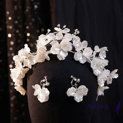 Handmade Shell Flower Headband Set 03 - White