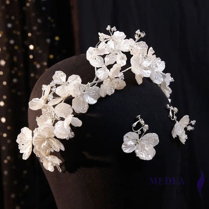Handmade Shell Flower Headband Set 03 - White