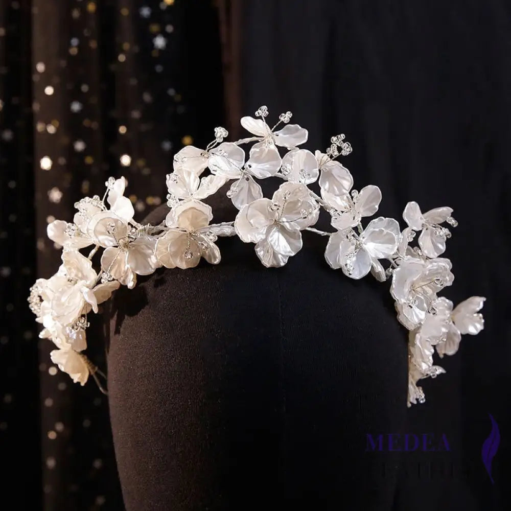 Handmade Shell Flower Headband Set 03 - White