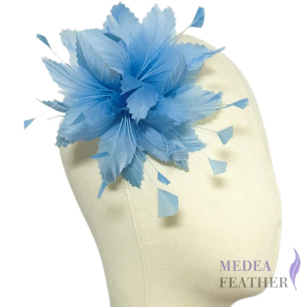Handmade Zigzag Feather Flower Mount FM061 #77 sky blue