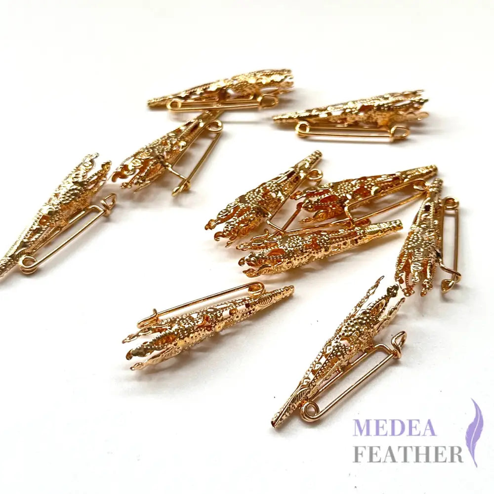 Hollow Copper Metal Brooch Accessories-Pack of 10 4cm Gold