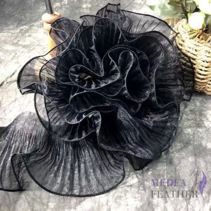Iridescent Gradient Transparent Organza Fabric-1 Meter - Black