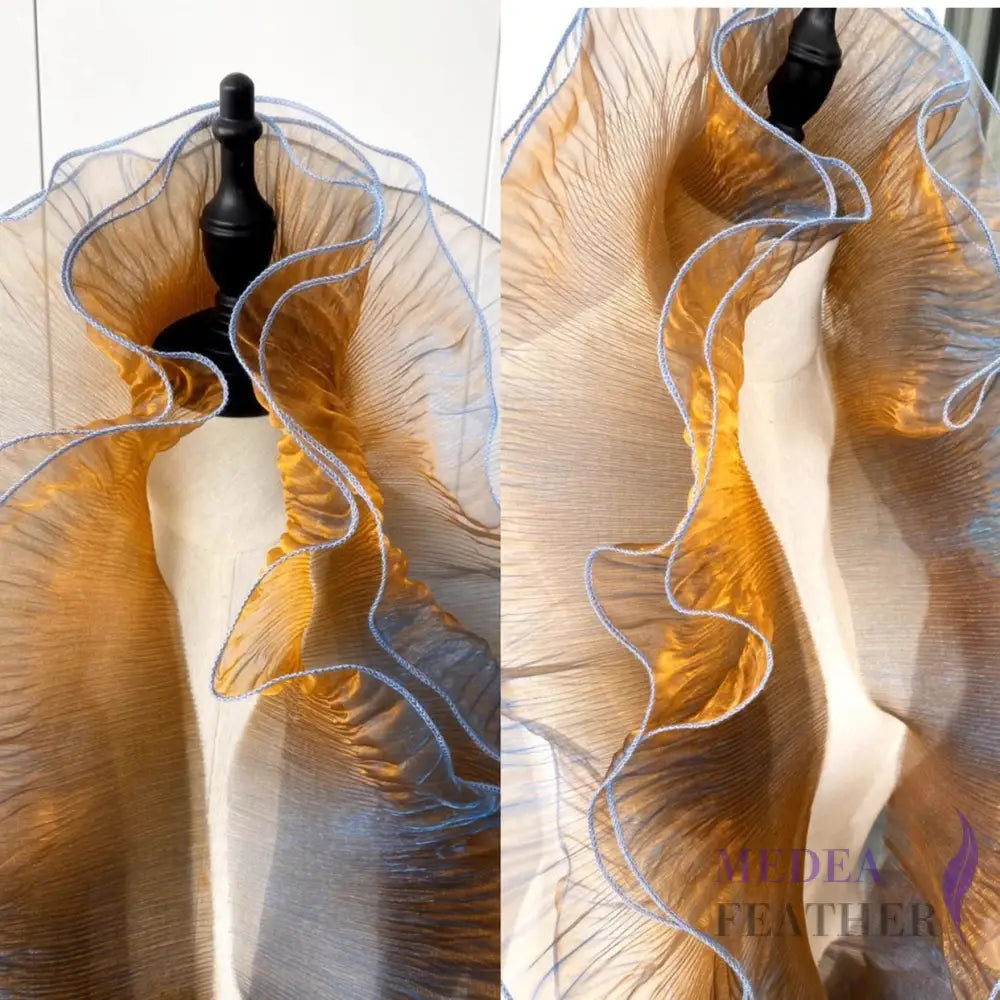 Iridescent Gradient Transparent Organza Fabric-1 Meter - Blue + Gold