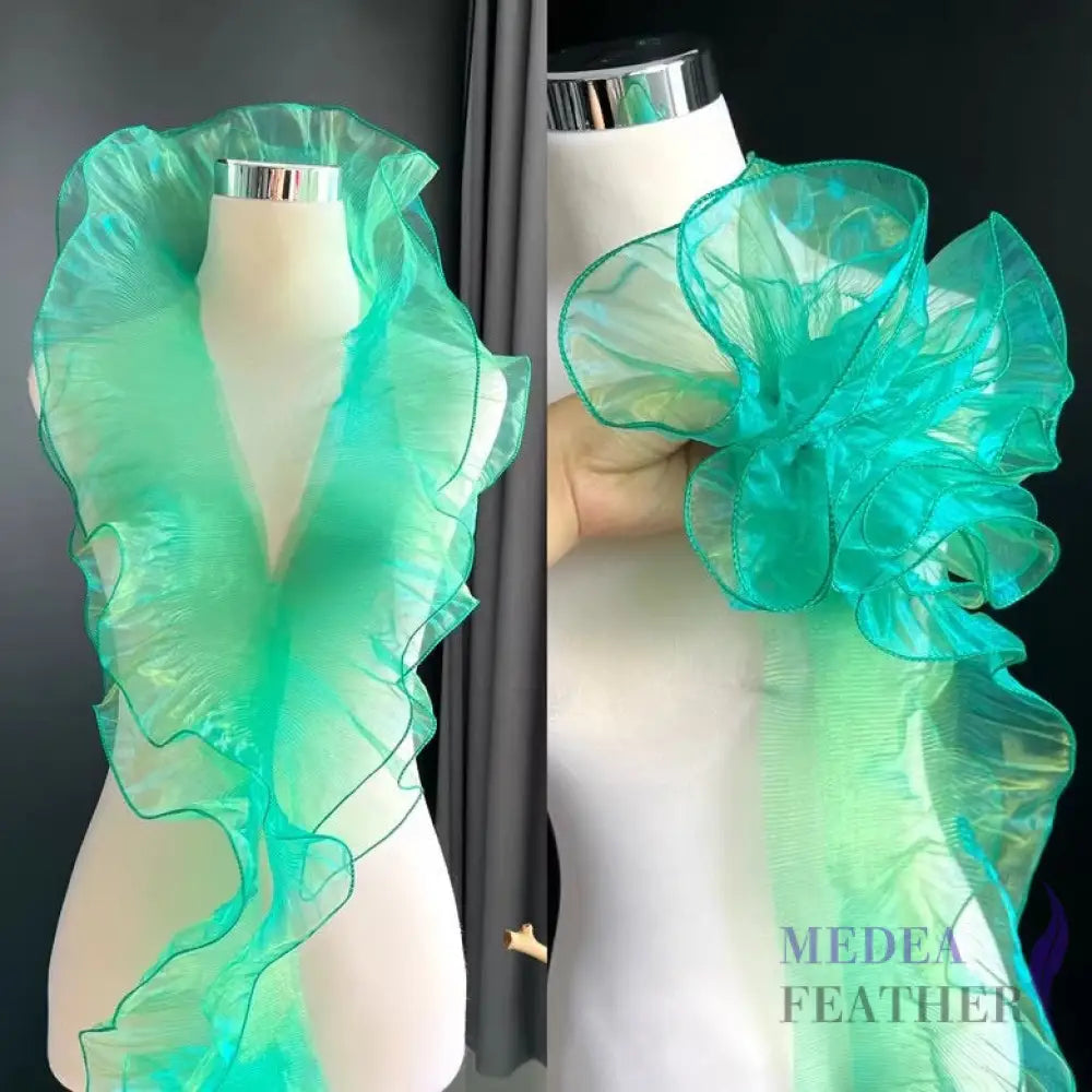 Iridescent Gradient Transparent Organza Fabric-1 Meter - Green