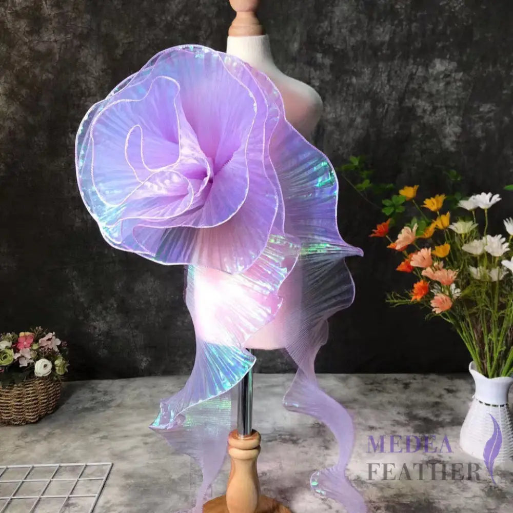 Iridescent Gradient Transparent Organza Fabric-1 Meter - Lilac