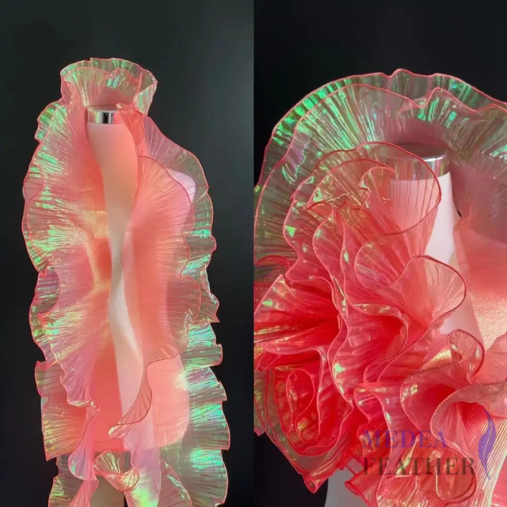 Iridescent Gradient Transparent Organza Fabric-1 Meter - Red