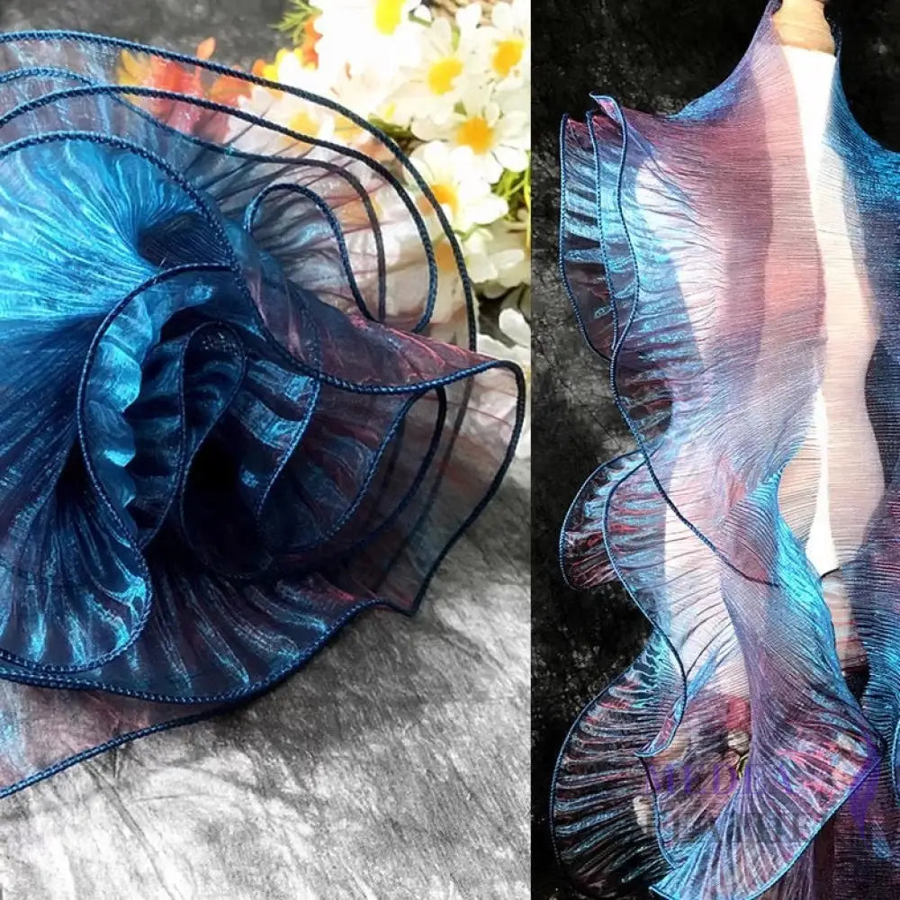 Iridescent Gradient Transparent Organza Fabric-1 Meter - Red + blue