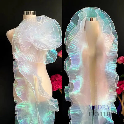 Iridescent Gradient Transparent Organza Fabric-1 Meter - Iridescent White