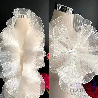 Iridescent Gradient Transparent Organza Fabric-1 Meter - White