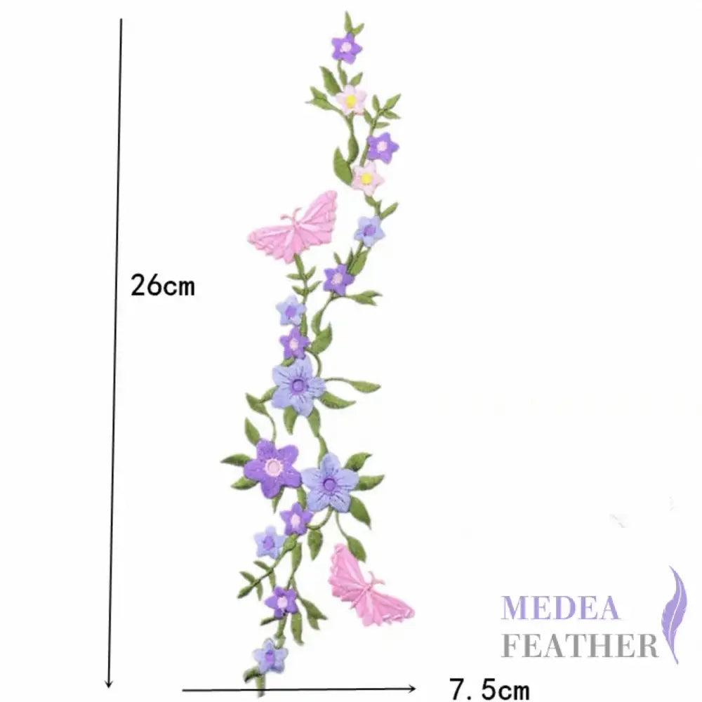 Iron on Flower Leaf Vines Butterflies Embroidery Applique EA01