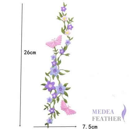 Iron on Flower Leaf Vines Butterflies Embroidery Applique EA01