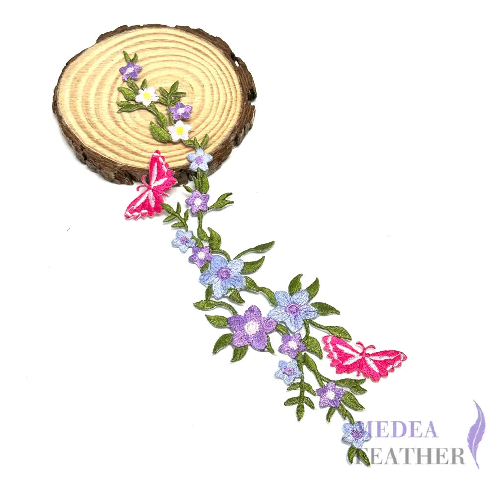 Iron on Flower Leaf Vines Butterflies Embroidery Applique EA01