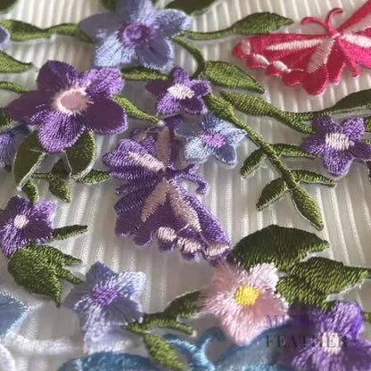 Iron on Flower Leaf Vines Butterflies Embroidery Applique EA01