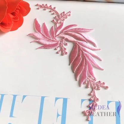Iron on Leaf Vines Embroidery Applique EA03 pink-right