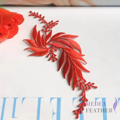 Iron on Leaf Vines Embroidery Applique EA03 red-right