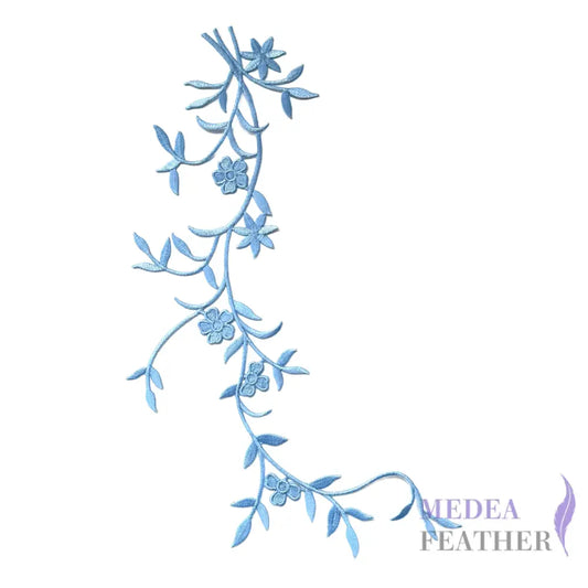 Iron on Leaf Vines Embroidery Applique EA07 Blue